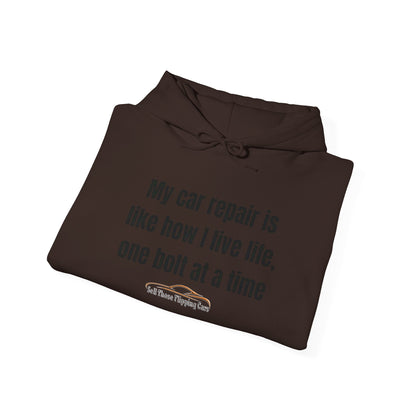 The Mechanic’s Motto: “One Bolt at a Time” Car Repair Hoodie