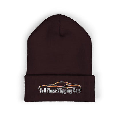 Sell Those Flipping Cars – Rugged Embroidered Gearhead Beanie