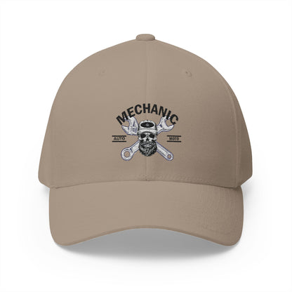 Mechanic Wrench Army Flex-Fit Hat – Durable Mid-Profile Structured Cap for Auto Repair Pros