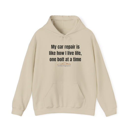 The Mechanic’s Motto: “One Bolt at a Time” Car Repair Hoodie