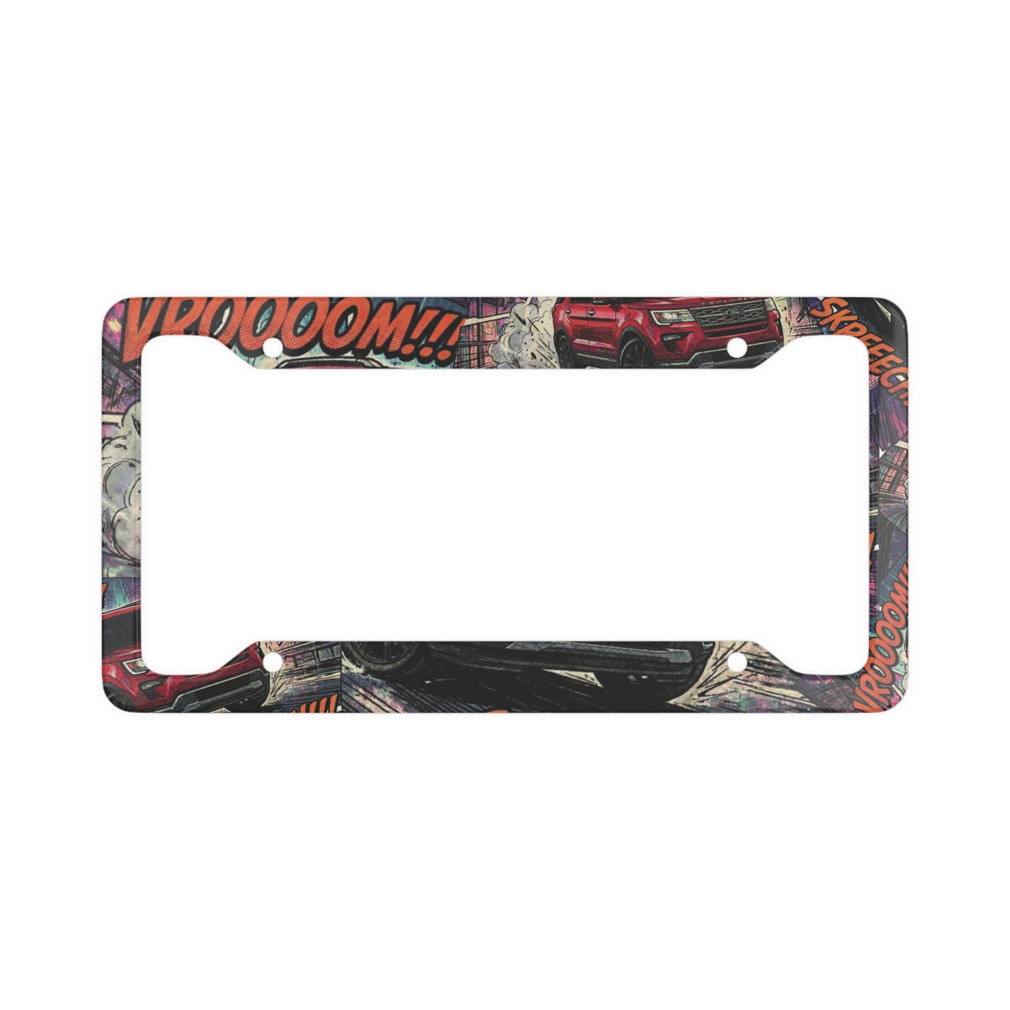 VROOOM: The Wrench Army Retro Comic Explorer License Plate Frame