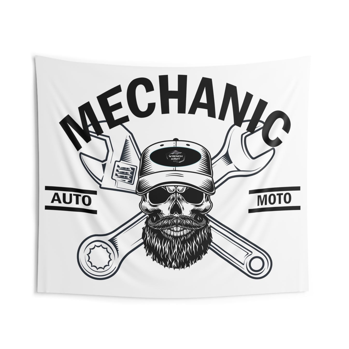 Wrench Army Mechanic Garage Mural | Auto-Inspired Wall Tapestry for Gearheads