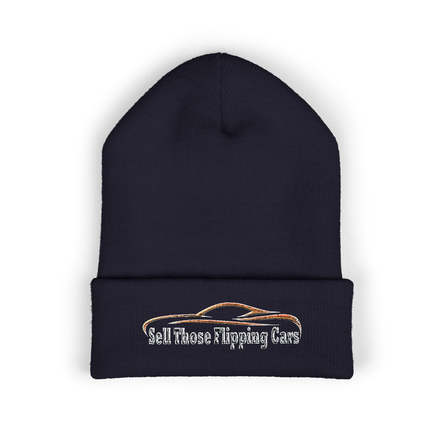 Sell Those Flipping Cars – Rugged Embroidered Gearhead Beanie
