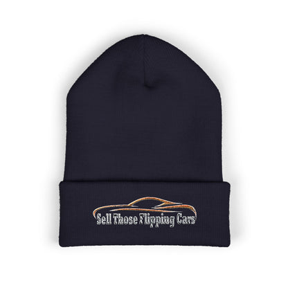 Sell Those Flipping Cars – Rugged Embroidered Gearhead Beanie