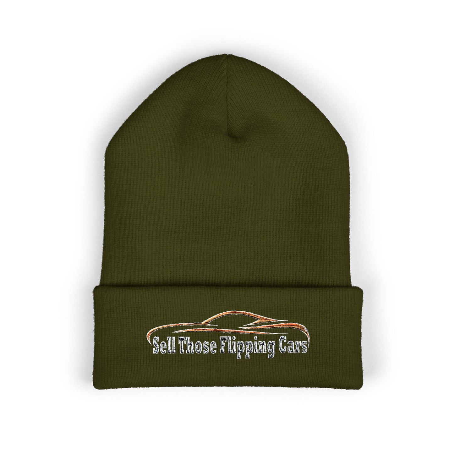 Sell Those Flipping Cars – Rugged Embroidered Gearhead Beanie