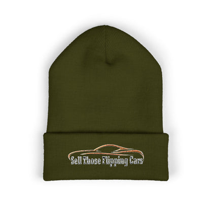 Sell Those Flipping Cars – Rugged Embroidered Gearhead Beanie