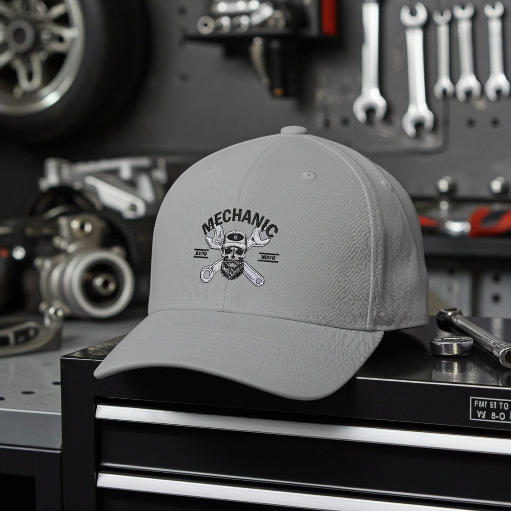 Mechanic Wrench Army Flex-Fit Hat – Durable Mid-Profile Structured Cap for Auto Repair Pros