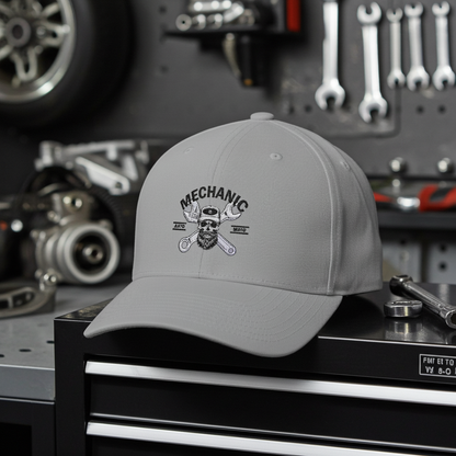 Mechanic Wrench Army Flex-Fit Hat – Durable Mid-Profile Structured Cap for Auto Repair Pros