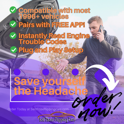 Bluetooth OBD2 Code Scanner for Cars | Works with Free Car Scanner App + Free Shipping